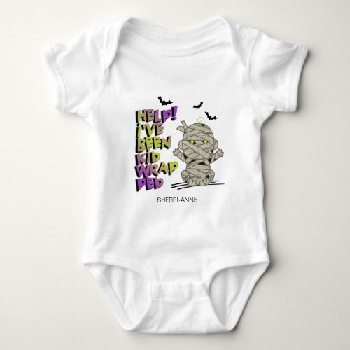 Funny Kidwrapped Mummy Baby Green ID683 Baby Bodysuit