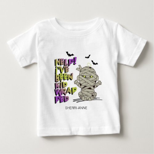 Funny Kidwrapped Mummy Baby Green ID683 Baby T_Shirt