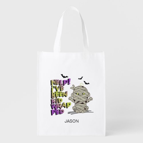 Funny Kidwrapped Mummy Baby Green ID683 Grocery Bag