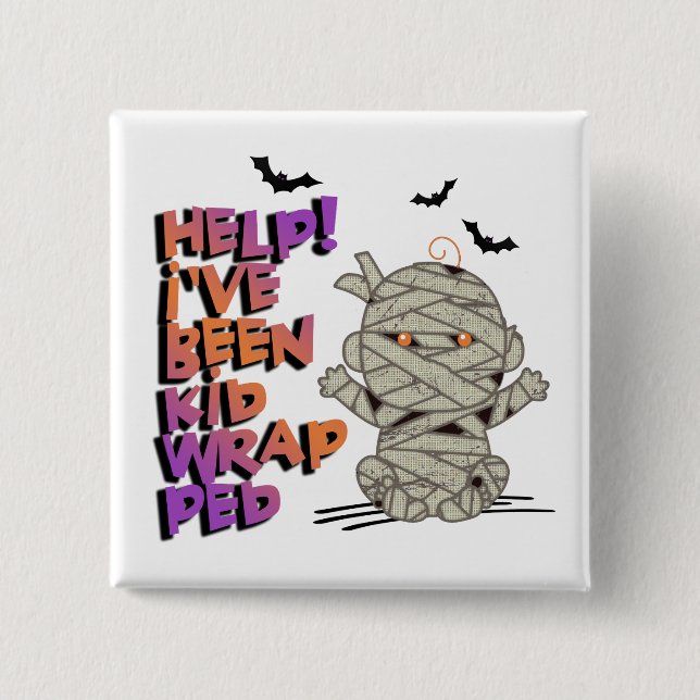 Funny Kidwrapped Mummy Baby Orange ID683 Button (Front)