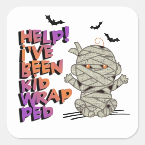 Funny Kidwrapped Mummy Baby OrangePurple ID683 Square Sticker