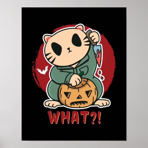 Funny Killer Cat Scary Horror Movie Halloween Poster