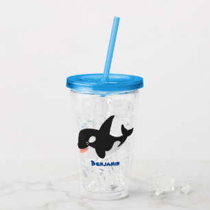 Funny killer whale orca cute cartoon illustration acrylic tumbler