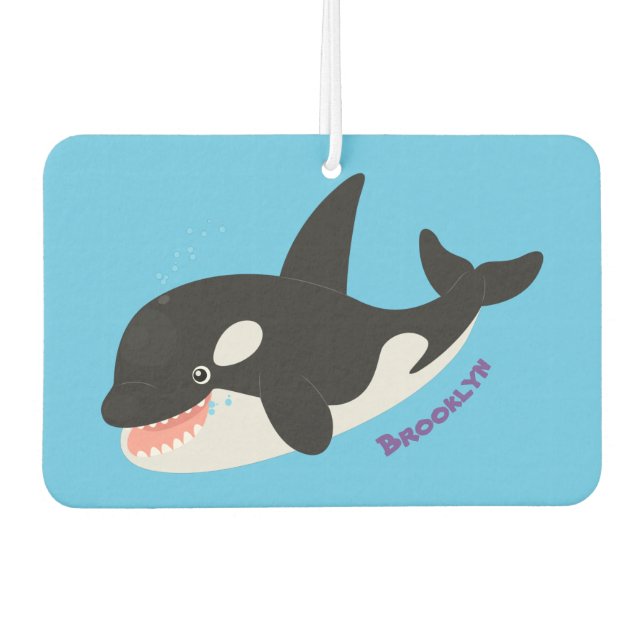 Funny killer whale orca cute cartoon illustration air freshener (Front)