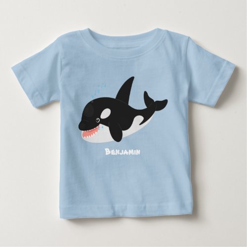 Funny killer whale orca cute cartoon illustration baby T_Shirt