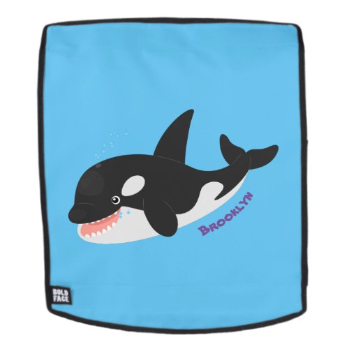 Funny killer whale orca cute cartoon illustration backpack