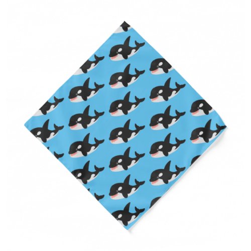 Funny killer whale orca cute cartoon illustration  bandana