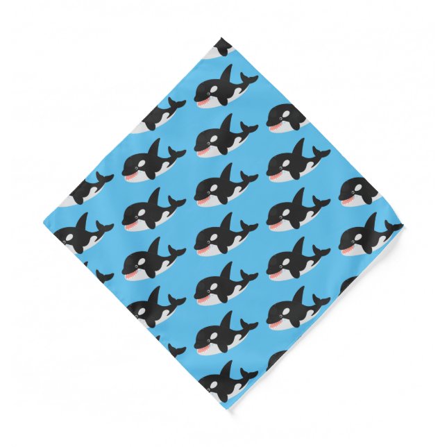 Funny killer whale orca cute cartoon illustration  bandana (Front)