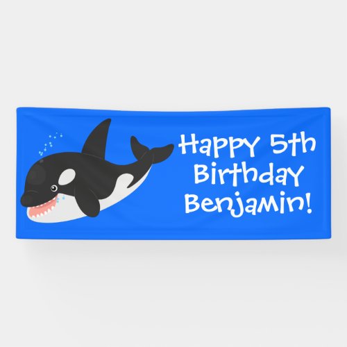 Funny killer whale orca cute cartoon illustration banner