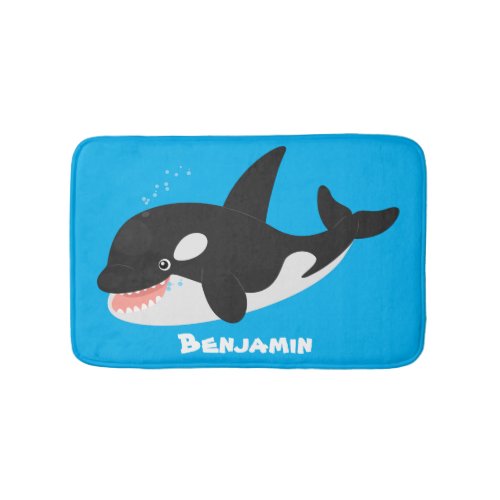 Funny killer whale orca cute cartoon illustration bath mat