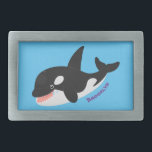 Funny killer whale orca cute cartoon illustration belt buckle<br><div class="desc">This cute design features a happy smiling killer whale blowing bubbles for fun!</div>