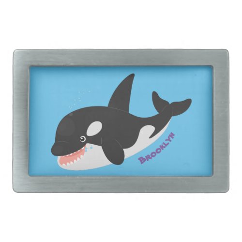 Funny killer whale orca cute cartoon illustration belt buckle