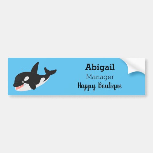 Funny killer whale orca cute cartoon illustration bumper sticker