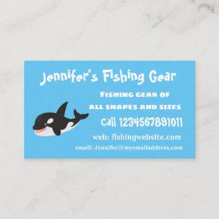Funny killer whale orca cute cartoon illustration business card