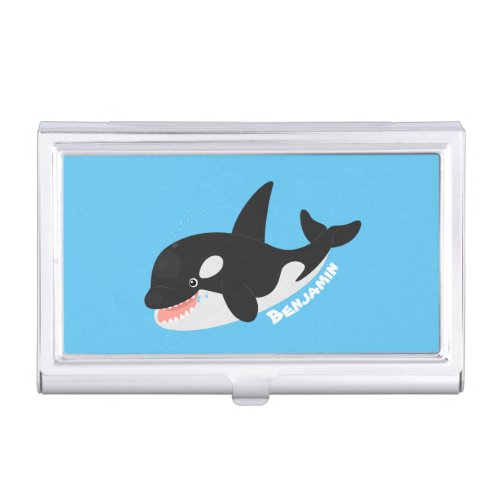 Funny killer whale orca cute cartoon illustration business card case
