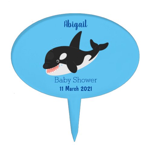 Funny killer whale orca cute cartoon illustration cake topper