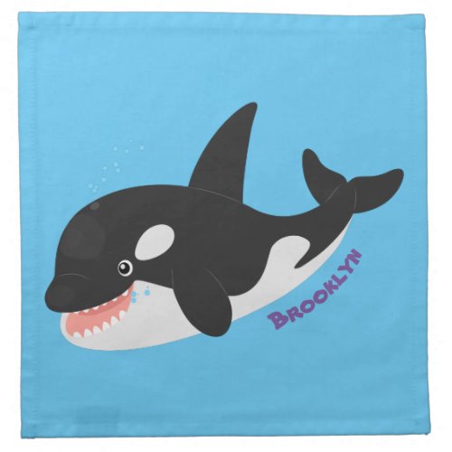 Funny killer whale orca cute cartoon illustration cloth napkin