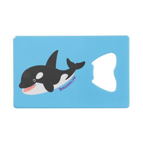 Funny killer whale orca cute cartoon illustration credit card bottle opener