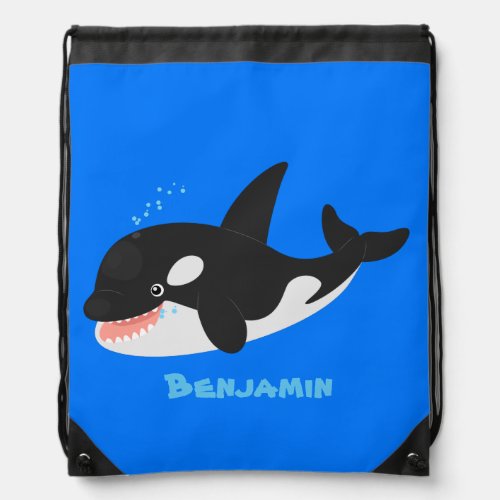 Funny killer whale orca cute cartoon illustration drawstring bag