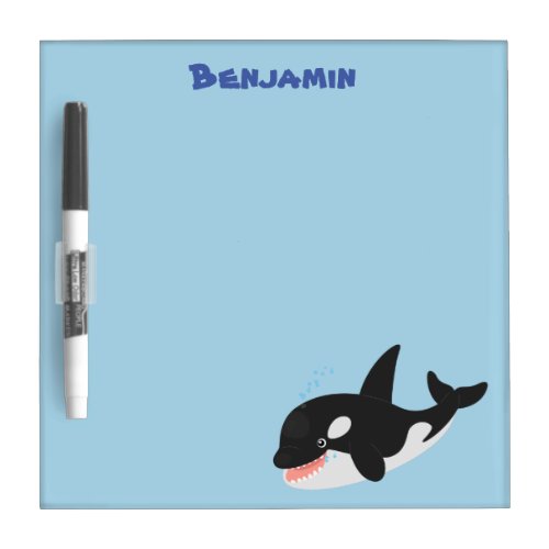Funny killer whale orca cute cartoon illustration dry erase board