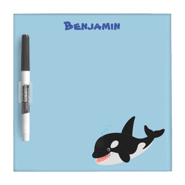 Funny killer whale orca cute cartoon illustration dry erase board (Front)