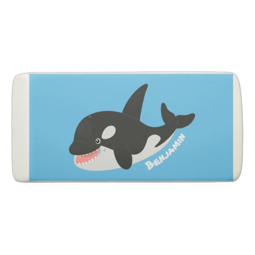 Funny killer whale orca cute cartoon illustration  eraser