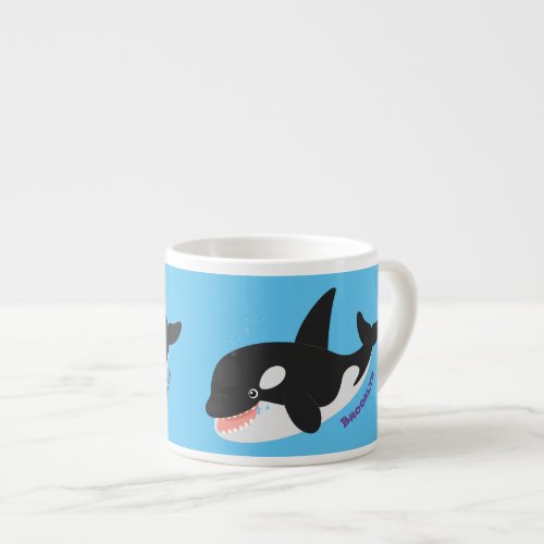 Funny killer whale orca cute cartoon illustration espresso cup