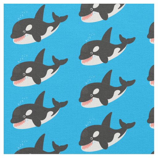 Funny killer whale orca cute cartoon illustration fabric