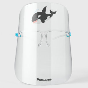 Funny killer whale orca cute cartoon illustration face shield