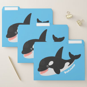 Funny killer whale orca cute cartoon illustration file folder