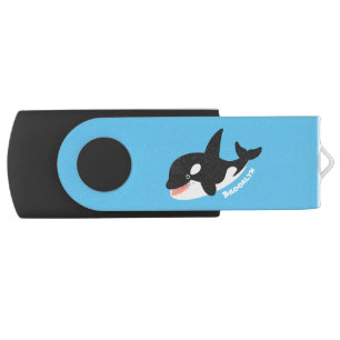 Funny killer whale orca cute cartoon illustration flash drive