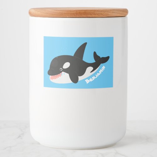 Funny killer whale orca cute cartoon illustration food label