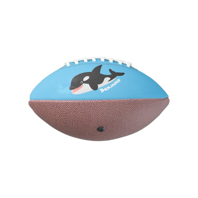 Funny killer whale orca cute cartoon illustration football (Rotated 270)