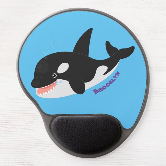 Funny killer whale orca cute cartoon illustration gel mouse pad (Front)