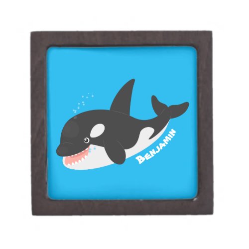 Funny killer whale orca cute cartoon illustration gift box