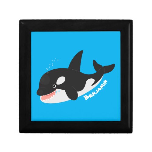 Funny killer whale orca cute cartoon illustration gift box