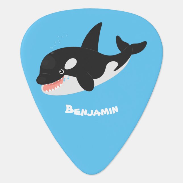 Funny killer whale orca cute cartoon illustration  guitar pick (Front)