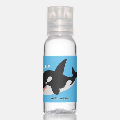 Funny killer whale orca cute cartoon illustration hand sanitizer