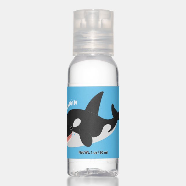 Funny killer whale orca cute cartoon illustration hand sanitizer (Front)