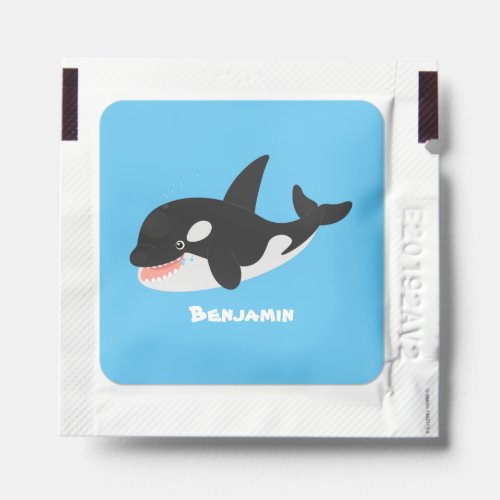 Funny killer whale orca cute cartoon illustration hand sanitizer packet