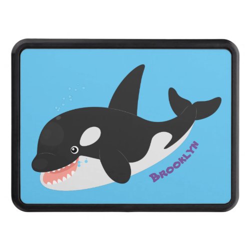 Funny killer whale orca cute cartoon illustration hitch cover