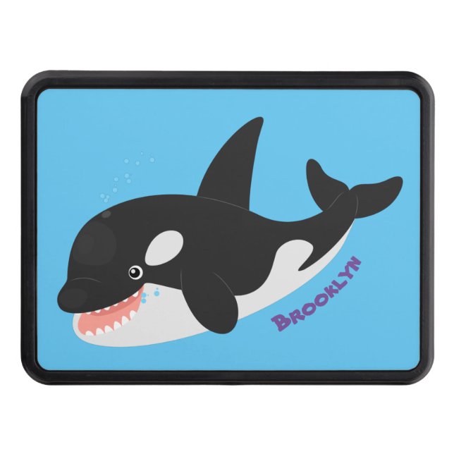 Funny killer whale orca cute cartoon illustration hitch cover (Front)