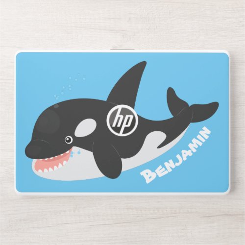 Funny killer whale orca cute cartoon illustration  HP laptop skin