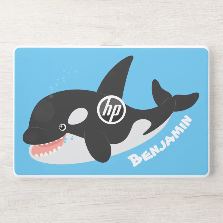 Funny killer whale orca cute cartoon illustration HP laptop skin | Zazzle