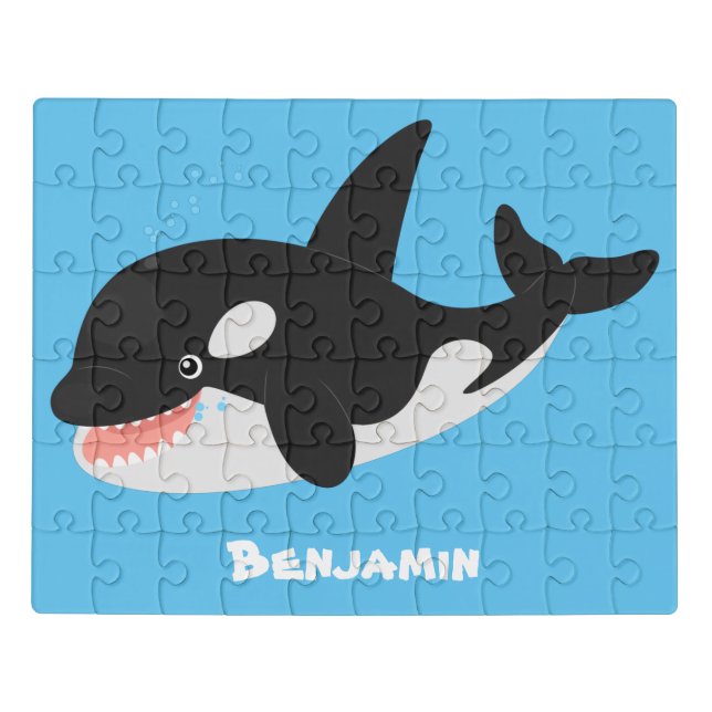 Funny killer whale orca cute cartoon illustration jigsaw puzzle (Puzzle Horizontal)