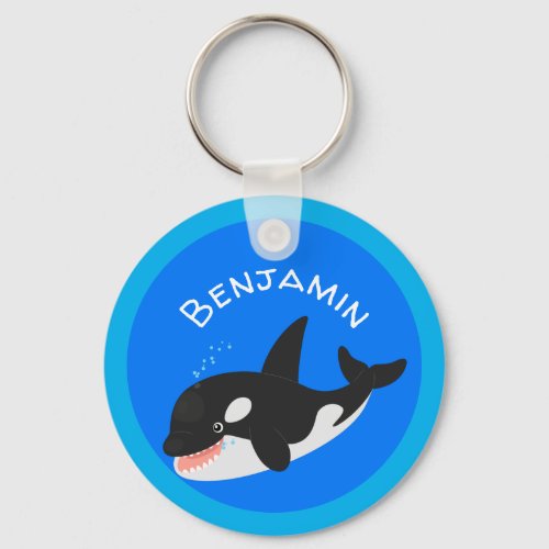 Funny killer whale orca cute cartoon illustration keychain