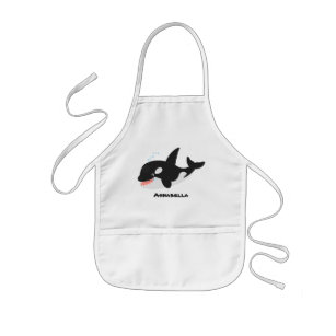 Funny killer whale orca cute cartoon illustration kids' apron