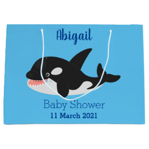 Funny killer whale orca cute cartoon illustration large gift bag