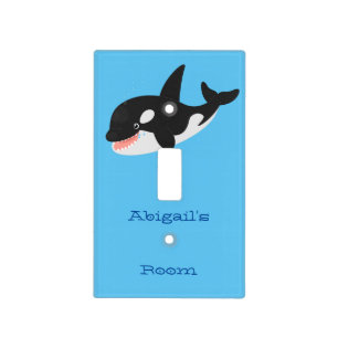 Funny killer whale orca cute cartoon illustration light switch cover