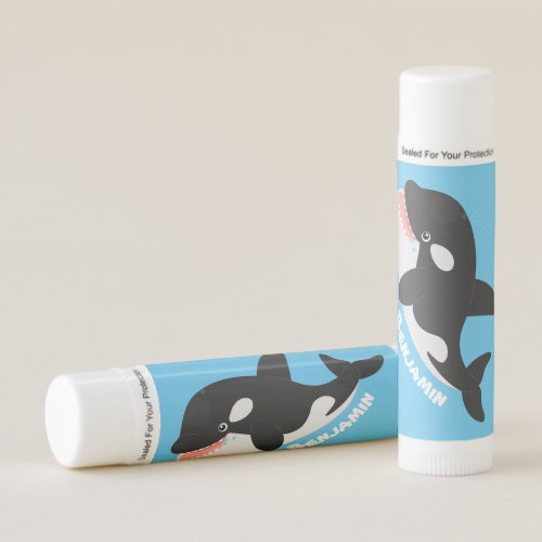 Funny killer whale orca cute cartoon illustration lip balm